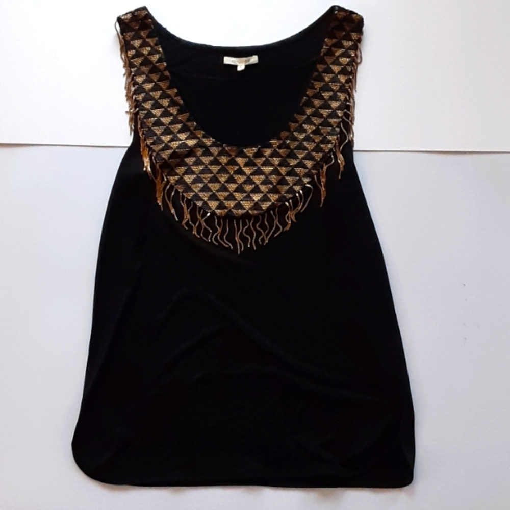 Renzo + Kai silk tank with bead and metal details